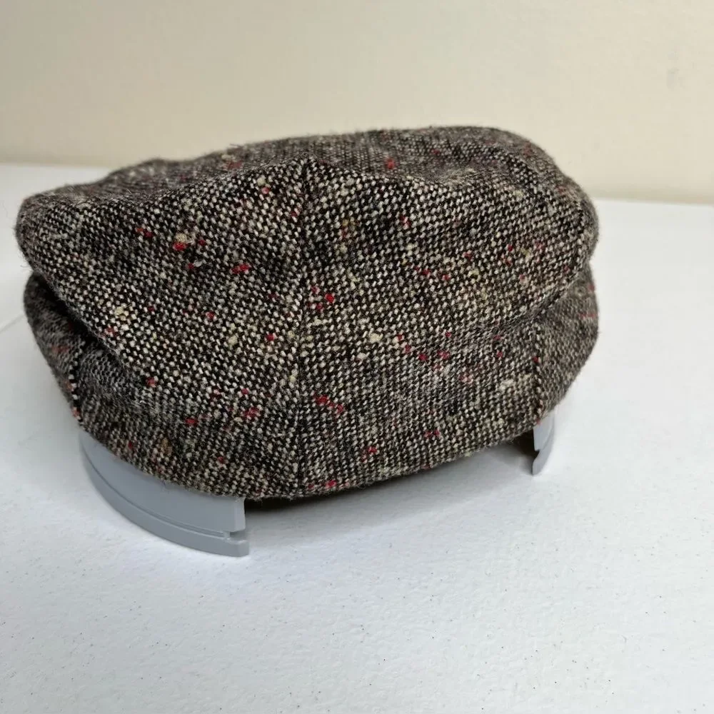 Vintage Tweed Newsboy Cap Cabbie Peaky Blinders Brown Union Made USA Men Large